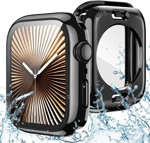 Vista 14 de Goton Funda impermeable 2 en 1 para Apple Watch, protector de pantalla para series 6/5/4, SE 3/2/1 de 40mm, cubierta frontal de vidrio protectora
