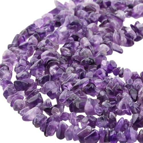 Vista 4 de SUNYIK Amatista de piedra de viruta rodada de forma irregular perforada suelta hebra de cuentas para la fabricación de joyas 32-33 pulgadas Well