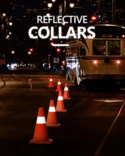 Vista 6 de BATTIFE Paquete de 6 conos de seguridad de tráfico de 18 pulgadas con collares reflectantes, cono de construcción naranja de PVC para el hogar