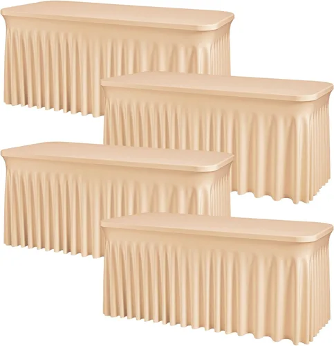 Vista 43 de Mantel rectangular de elastano negro, funda elástica ajustada para mesas rectangulares de 1,8 m, falda de mesa elástica sin arrugas para decoración
