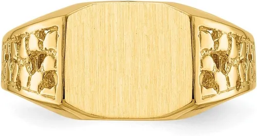 Vista 4 de Anillo de sello con monograma grabable de oro amarillo sólido de 14 k para hombre, talla 9, Metal