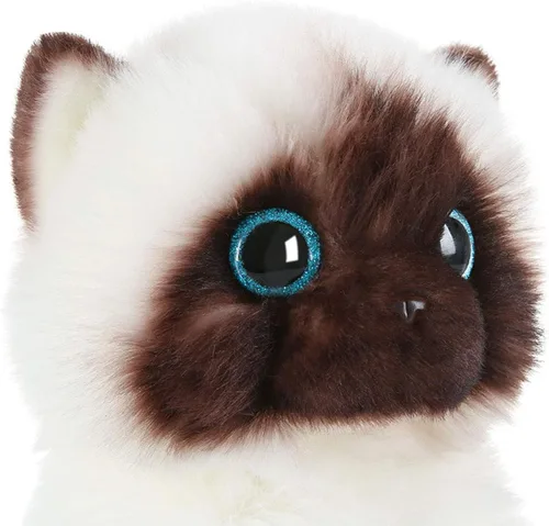 Vista 4 de Muñeco de peluche de gato siamés con emulación de peluche, juguete de peluche de gato siamés, el mejor regalo de cumpleaños, Navidad, gran regalo