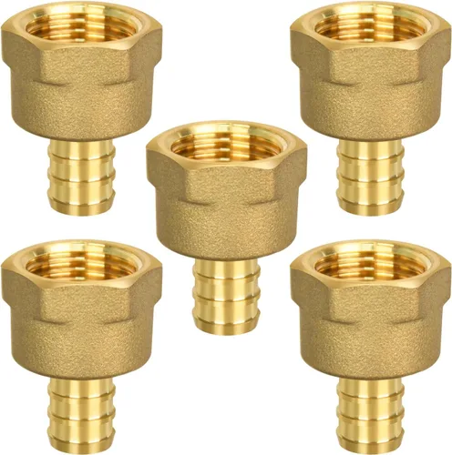 Vista 12 de Paquete de 5 accesorios de codo de oreja, PEX 1/2" x 1/2" NPT hembra adaptador roscado de crimpado, latón, puerto completo para tuberías PEX