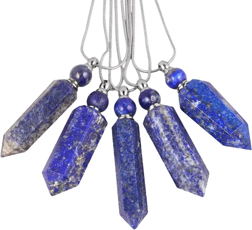 Vista 5 de TUMBEELLUWA Collar con colgante de piedra de aromaterapia con difusor de aceites esenciales, unisex, collar de piedras preciosas de punto de cristal
