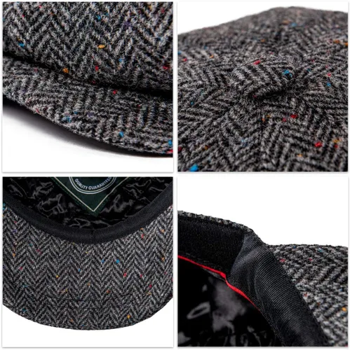 Vista 7 de BoTVELA - 8 piezas de mezcla de lana para hombre, diseño de espiga, en 5 colores clásicos
