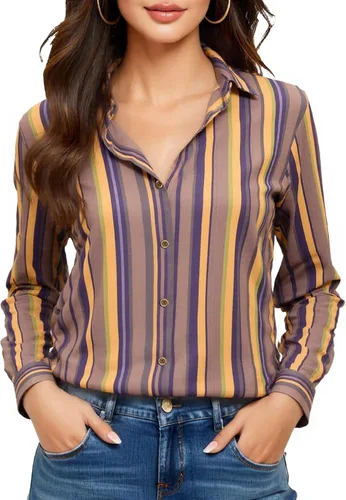 Vista 16 de Camisas sin planchado y sin arrugas para mujer, con botones, de manga larga, de seda de morera, blusas casuales para el trabajo