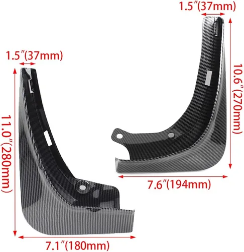 Vista 11 de Tesla Model 3 - Juego de 4 guardabarros sin perforación, protectores contra salpicaduras color negro, para Tesla Model 3 2017-2023 (fibra de carbono)