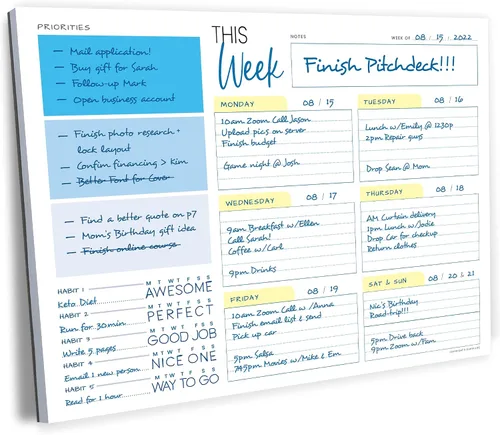 Vista 9 de Agenda semanal encuadernada en espiral A5 – Agenda sin fecha – Cuaderno de lista de tareas – Rastreador de hábitos – 52 semanas – Agenda diaria sin