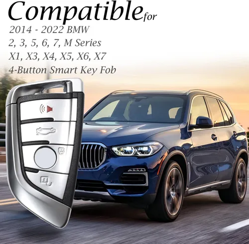 Vista 5 de Vitodeco Funda de llave inteligente de cuero compatible con BMW Serie 2, 3, 5, 6, 7 M, X1, X3, X4, X5, X6, X7 2014-2022
