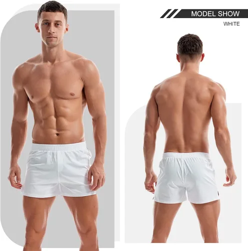 Vista 2 de AMY COULEE Pantalones cortos de gimnasio para hombre, pantalones cortos de entrenamiento de fisicoculturismo, ligeros, para correr, descansar
