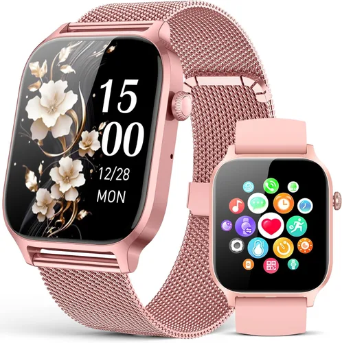 Vista 8 de Relojes inteligentes para mujer (llamadas/recordatorios), reloj inteligente HD de 1.85 pulgadas para teléfonos Android y iPhone compatible, más