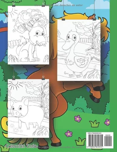Vista 2 de Animales de granja Libro para colorear para niños - 52 divertidas imágenes para colorear para niñas y niños - para niños de 4 a 10 años - gran