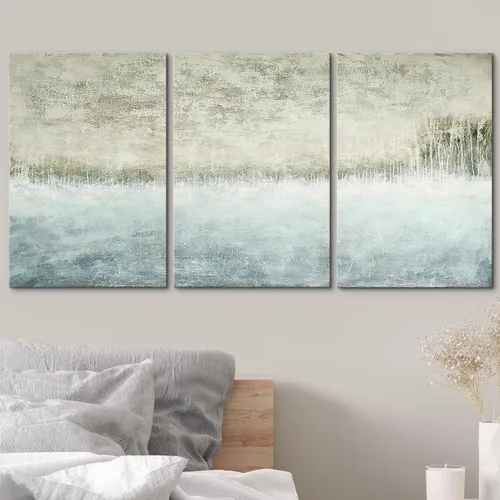 Vista 414 de wall26 Lienzo enmarcado para pared, juego de arte de acuarela pastel, paisaje rural, ilustraciones con formas abstractas, arte moderno, decorativo