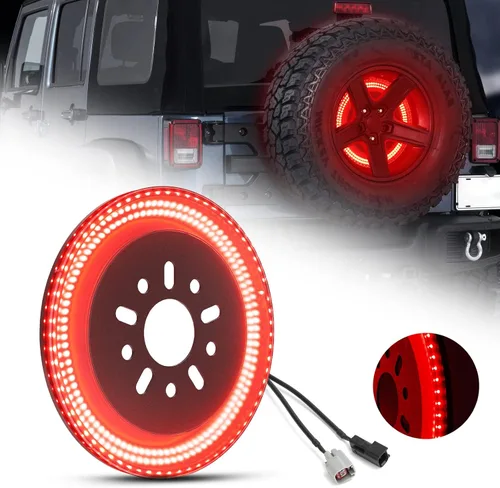 Vista 11 de SUPAREE Luz de Freno de Llanta de Repuesto Compatible con Jeep Wrangler 2007-2017 JK JKU YJ TJ, Plug and Play 4ta Tercera Luz de Freno Trasera LED