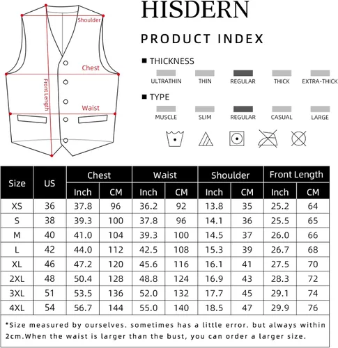 Vista 4 de HISDERN Chaleco de traje para hombre con 3 bolsillos para traje o esmoquin