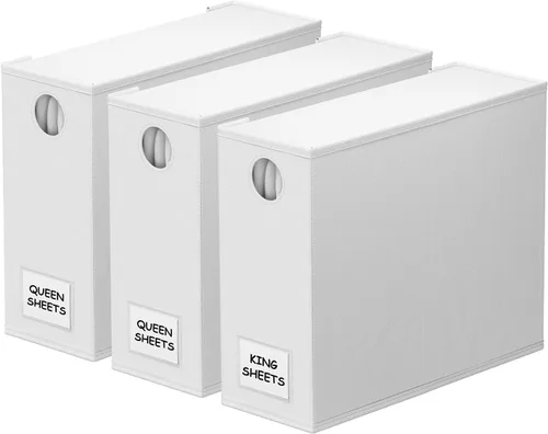 Vista 12 de SpaceAid Paquete de 3 Organizadores de Sábanas y Almacenamiento, Organizador de Armario de Ropa de Cama Plegable, Guardador de Juegos de Sábanas