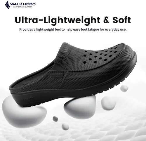 Vista 3 de Zuecos para hombre con soporte de arco, cómodos zuecos para hombres con plantilla acolchada, pantuflas ortopédicas unisex para fascitis plantar