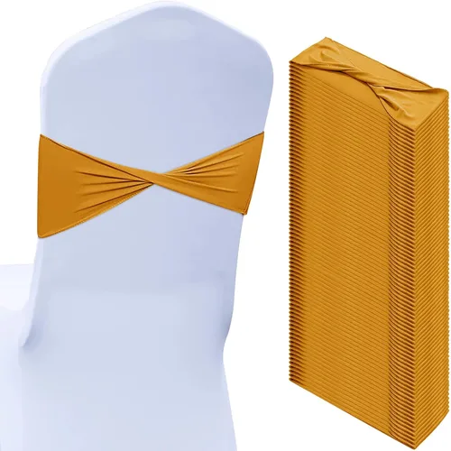 Vista 17 de Kinlop 50 Piezas Bandas de Spandex para Sillas Lazos Bandas para Sillas Bandas Deslizantes para Fundas Bandas Elásticas Lazos Sin Hebilla Azul