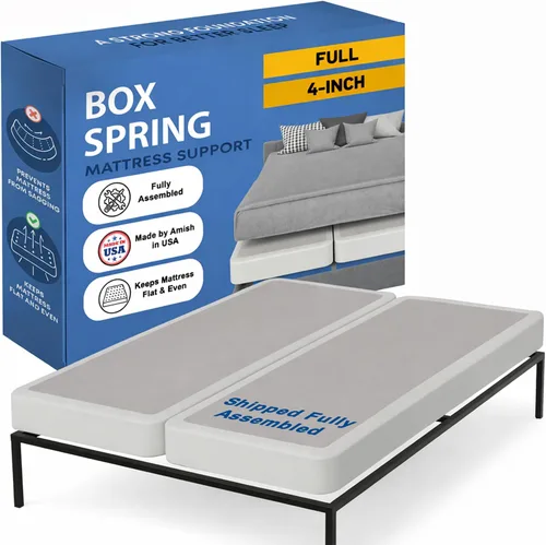 Vista 10 de Greaton, Box Spring Bed Base Twin Size, 1.5-Inch Wood Mattress Foundation - Amish Made in USA – Quiet Noise Free, 2-Pieces Under Mattress-Support