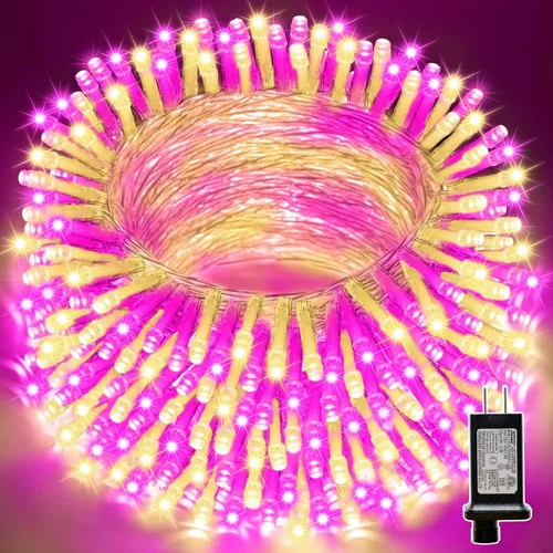 Vista 25 de Guirnalda de 100 luces LED de Pascua de 33 pies enchufables, multicolor pastel, 16 modos de luces parpadeantes, guirnalda de luces impermeables