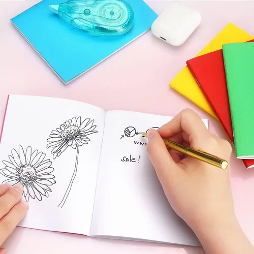 Vista 6 de Tamaki Paquete de 6 libros coloridos en blanco para que los niños escriban, dibujen, lindo cuaderno de bocetos para niños, 6
