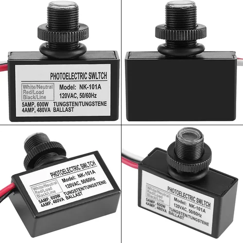 Vista 4 de Interruptor fotoeléctrico, 120VAC Sensor de luz Control automático encendido apagado interruptor fotoeléctrico para accesorios de iluminación