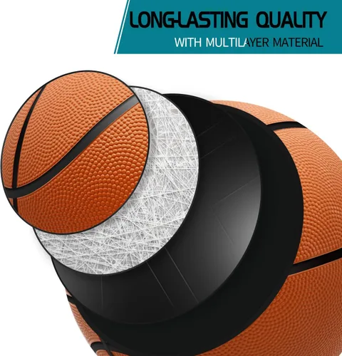 Vista 3 de Paquete de 6 pelotas de baloncesto inflables de tamaño oficial 7 (29.5") con bomba para hombres y mujeres para exteriores, interiores
