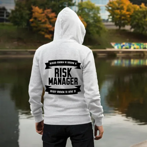 Vista 4 de Risk Manager funny appreciation new Job for coworker dad mom sister brother siblings White and Muticolor Unisex Hoodie