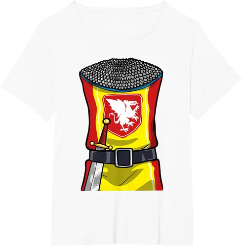 Vista 69 de Disfraz medieval de caballero de Halloween, camiseta para niños con espada de armadura, Negro, S