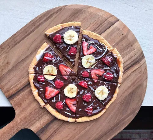 Vista 11 de Tabla Gourmet de madera de acacia de piel para pizza, Pala para pizza