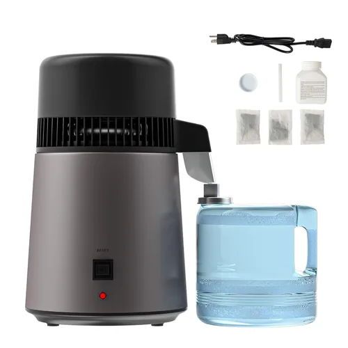 Vista 12 de Bonnlo Destilador de agua de acero inoxidable de 1.1 galones/4L con recipiente de vidrio, máquina de agua destilada de 750 W, destiladores de agua