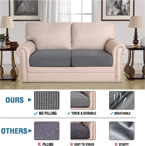 Vista 42 de H.VERSAILTEX - Fundas elásticas para cojín de sofá individual, fundas de asiento para silla de sofá, protector de cojín con tejido jacquard de sarga