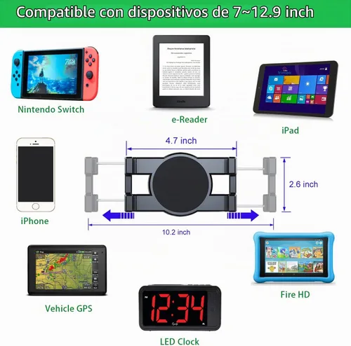 Vista 6 de iTODOS Soporte de pared para tableta, compatible con iPad de 7-12.9 pulgadas, Galaxy Tab S7/S8/S11/S10/iPhone/teléfono celular, 360 ajustables, clip