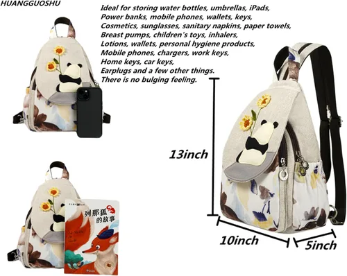 Vista 71 de HUANGGUOSHU Mochila de algodón tejida de algodón bohemio con bordado de lona estilo bohemio con múltiples bolsillos retro linda mochila cartera