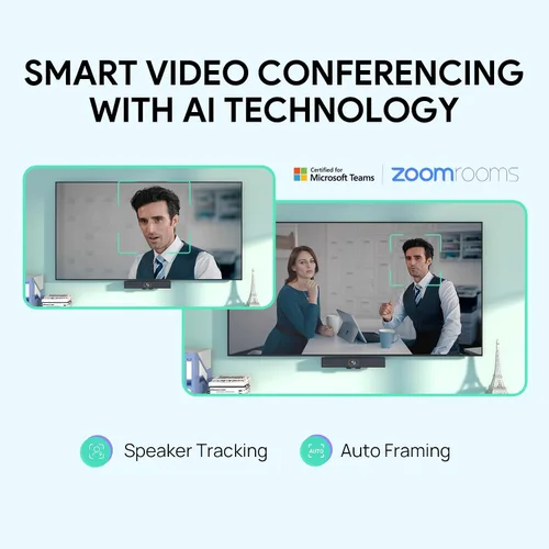 Vista 3 de Yealink MeetingBar A10 Cámara web para sala de conferencias 4K con lente gran angular de 120° con sistema operativo Android, sistema