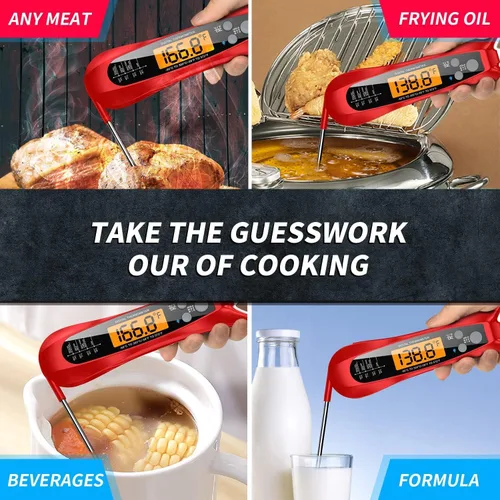 Vista 8 de Therm Pro® Chef - Termómetro digital para carne, lectura instantánea de 1 segundo, certificado NIST® con precisión de ± 0.5 ℉, pantalla LED ultra