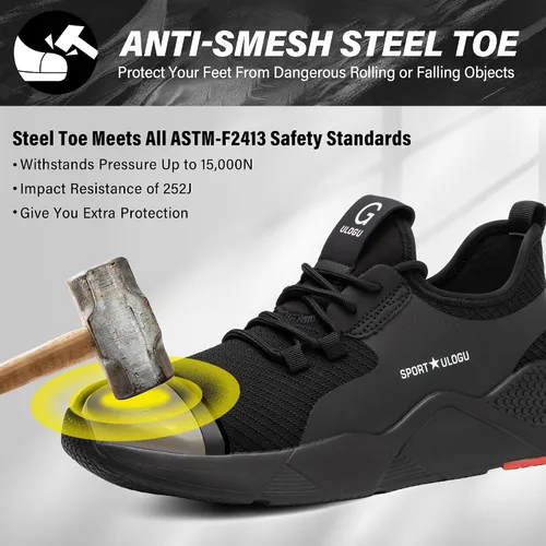 Vista 3 de Zapatos de punta de acero impermeables para hombres y mujeres, zapatos de trabajo ligeros, zapatillas de seguridad cómodas a prueba de pinchazos