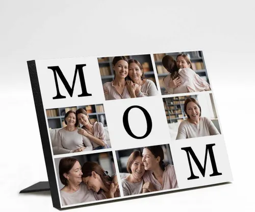 Vista 12 de InterestPrint Panel de fotos personalizado para mamá y nombre para exhibición de mesa Love You Mom You're the Best 3 Fotos Marco de fotos