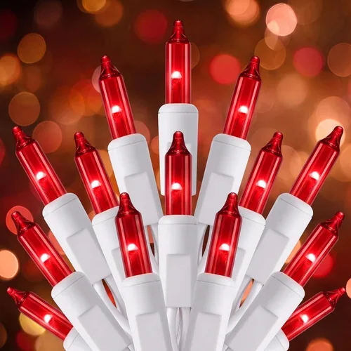 Vista 13 de Minetom Luces LED de Navidad, 20 pies, 100 luces navideñas 2-Alambre blanco y verde puro