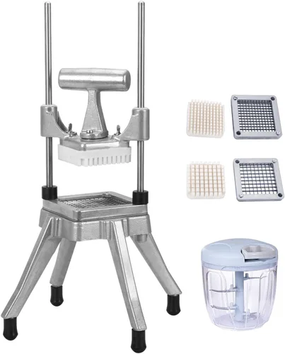 Vista 10 de Cortador de papas fritas de servicio pesado con 3 cuchillas de acero inoxidable (1/4" 3/8" 1/2") - Rebanador manual de papas de metal para verduras