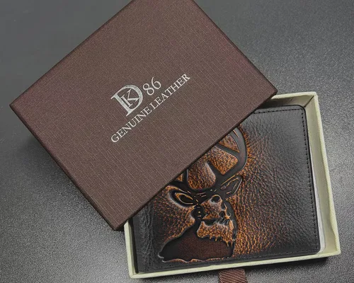 Vista 7 de DK86 Billetera plegable de piel auténtica para hombre, bloqueo RFID, capacidad adicional, múltiples ranuras para tarjetas con 2 ventanas