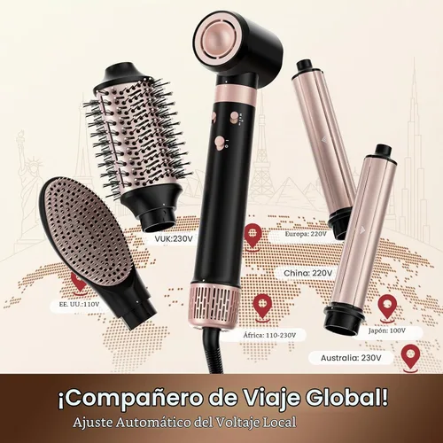 Vista 2 de [Usado] MESCOMB Cepillo secador de pelo de doble voltaje, envoltura 5 en 1 con rizadores de envoltura automática, secado rápido, alisado
