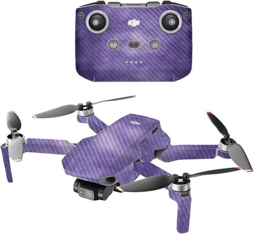 Vista 21 de MightySkins - Drone portátil de fibra de carbono compatible con DJI Mini 2, morado antiguo, acabado de fibra de carbono texturizado protector