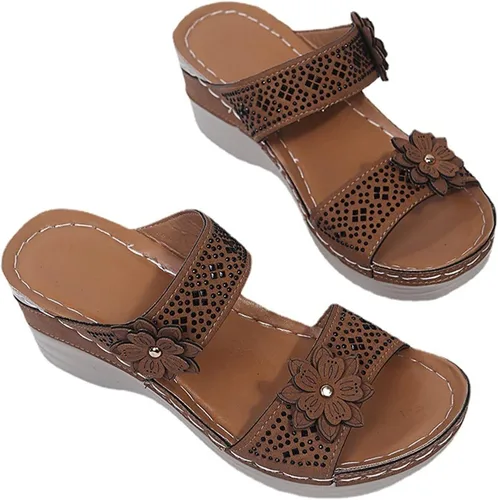 Vista 7 de Sandalias ortopédicas para mujer, pantuflas para caminar con soporte de arco, sandalias casuales antideslizantes B9# Marrón