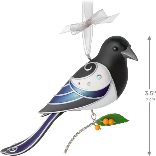 Vista 4 de Hallmark Keepsake Adorno de Navidad (La belleza de los pájaros urraca)