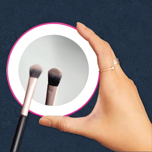 Vista 8 de Zadro Espejo de maquillaje de belleza de montaje de ventosa con iluminación LED de aumento compacto 10X, rosa