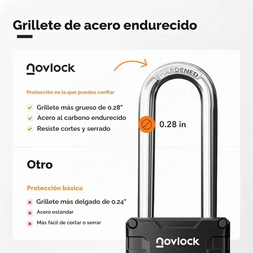 Vista 4 de Candado de combinación de grillete largo de 2.76 pulgadas Candado de 4 dígitos para casillero de gimnasio, armarios, cajas de herramientas, Negro