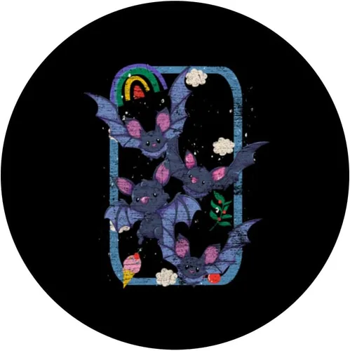 Vista 3 de Amante de los murciélagos de Halloween Animal Flying Bat lindo Rainbow Bat PopSockets intercambiables PopGrip