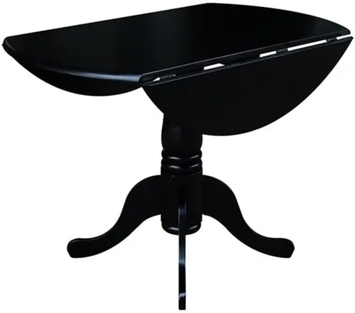 Vista 4 de IC International Concepts, Mesa de comedor redonda con pedestal de doble hoja de 42 pulgadas, madera maciza, madera de parawood real, 42 pulgadas