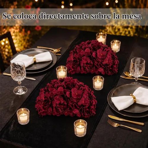 Vista 4 de BLOSMON Hydrangea Artificial Flowers Ball Centerpieces for Wedding, 6 Pcs Borgoña